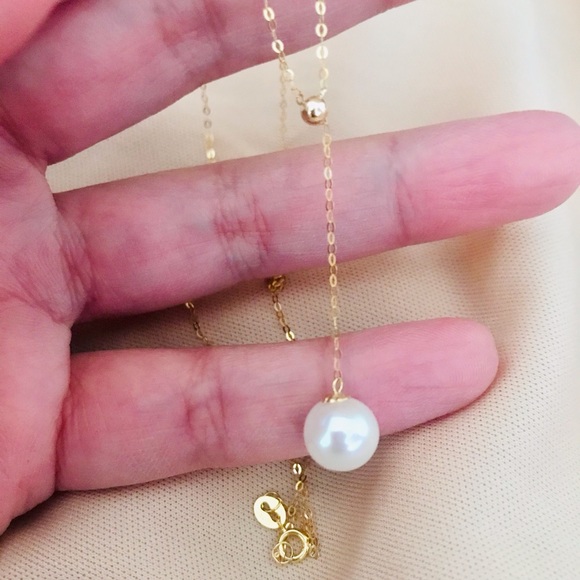 Real 18K Gold Freshwater Pearl Necklace - Picture 1 of 7